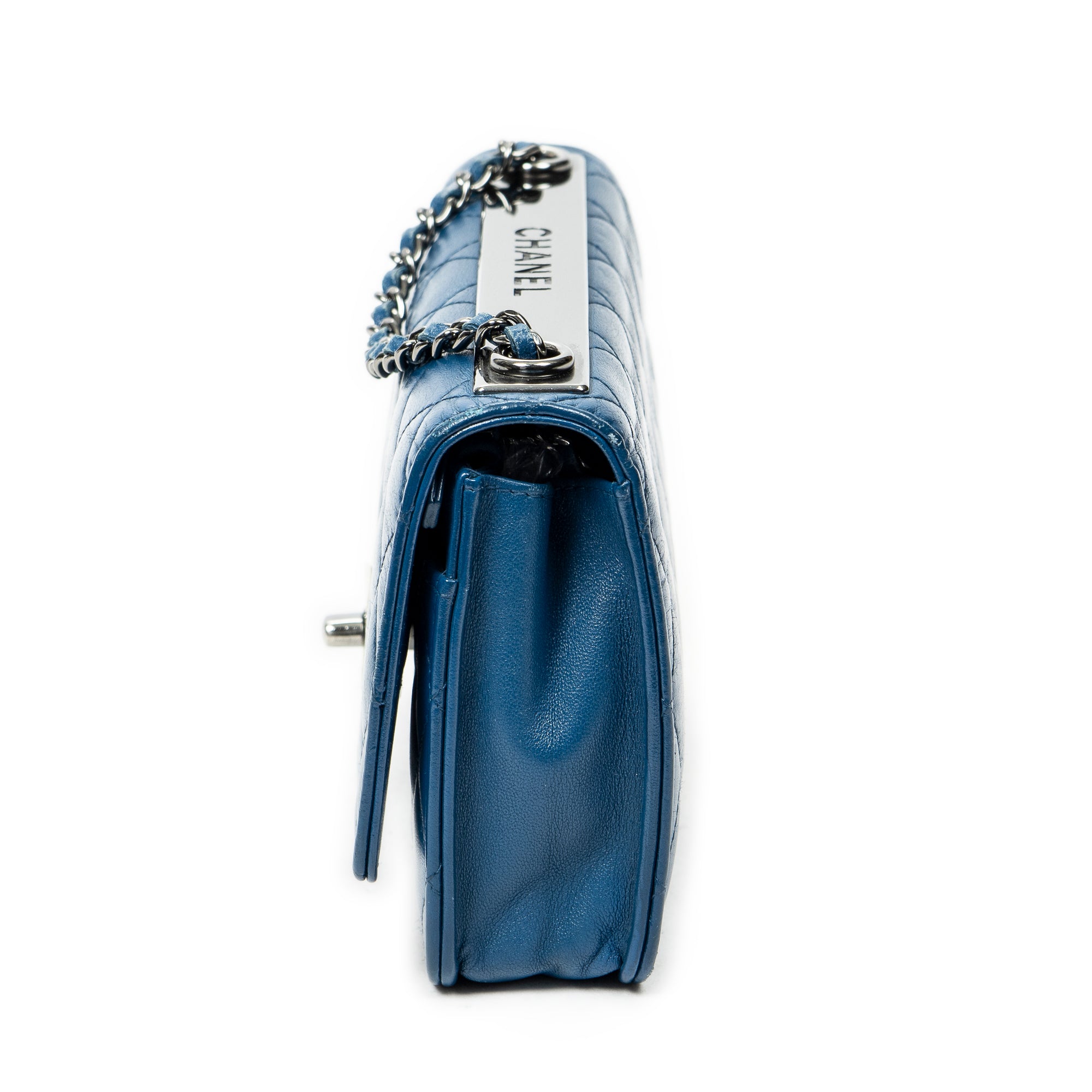 Shoulder Bag Trendy Wallet on Chain Blue Quilted Lambskin Leather