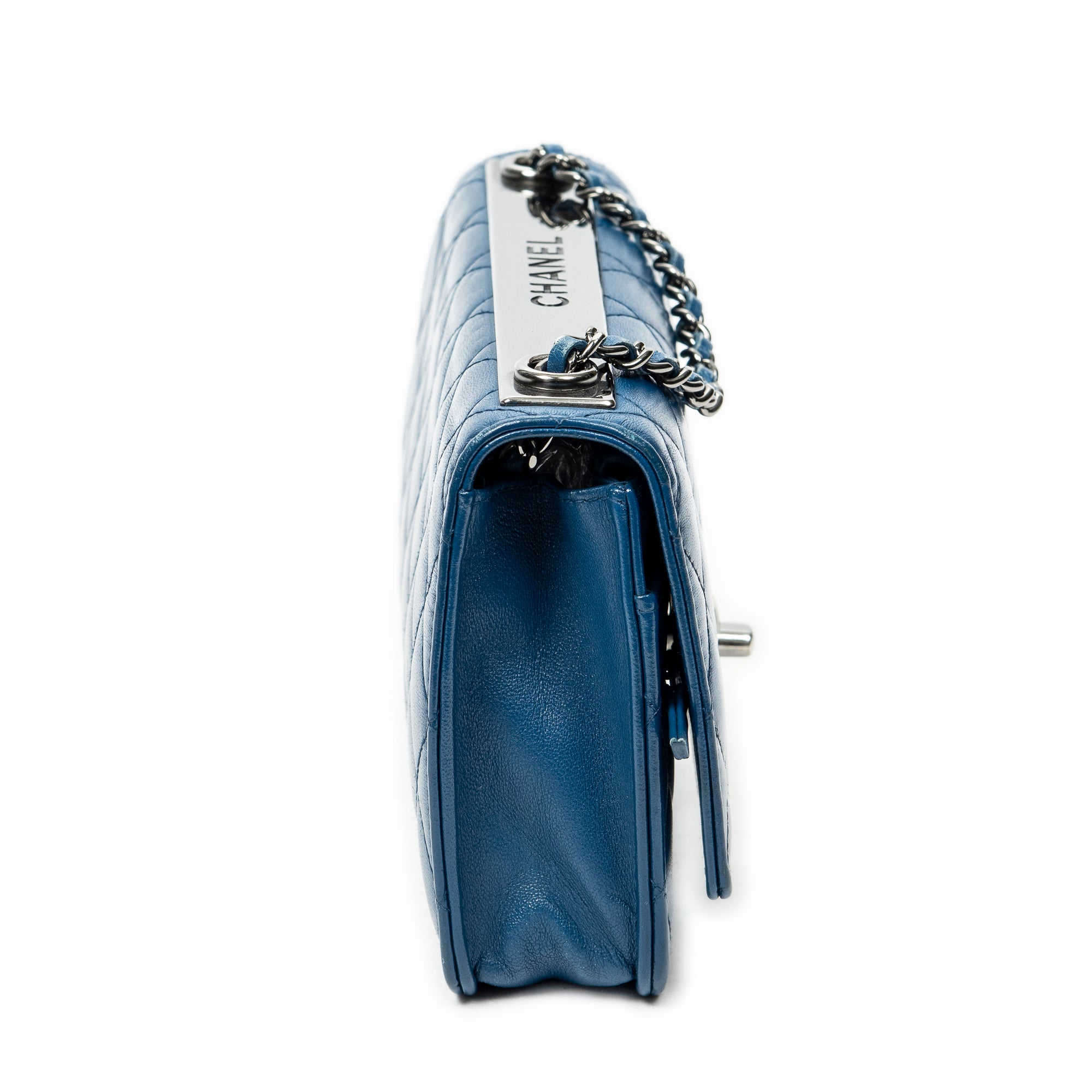 Shoulder Bag Trendy Wallet on Chain Blue Quilted Lambskin Leather