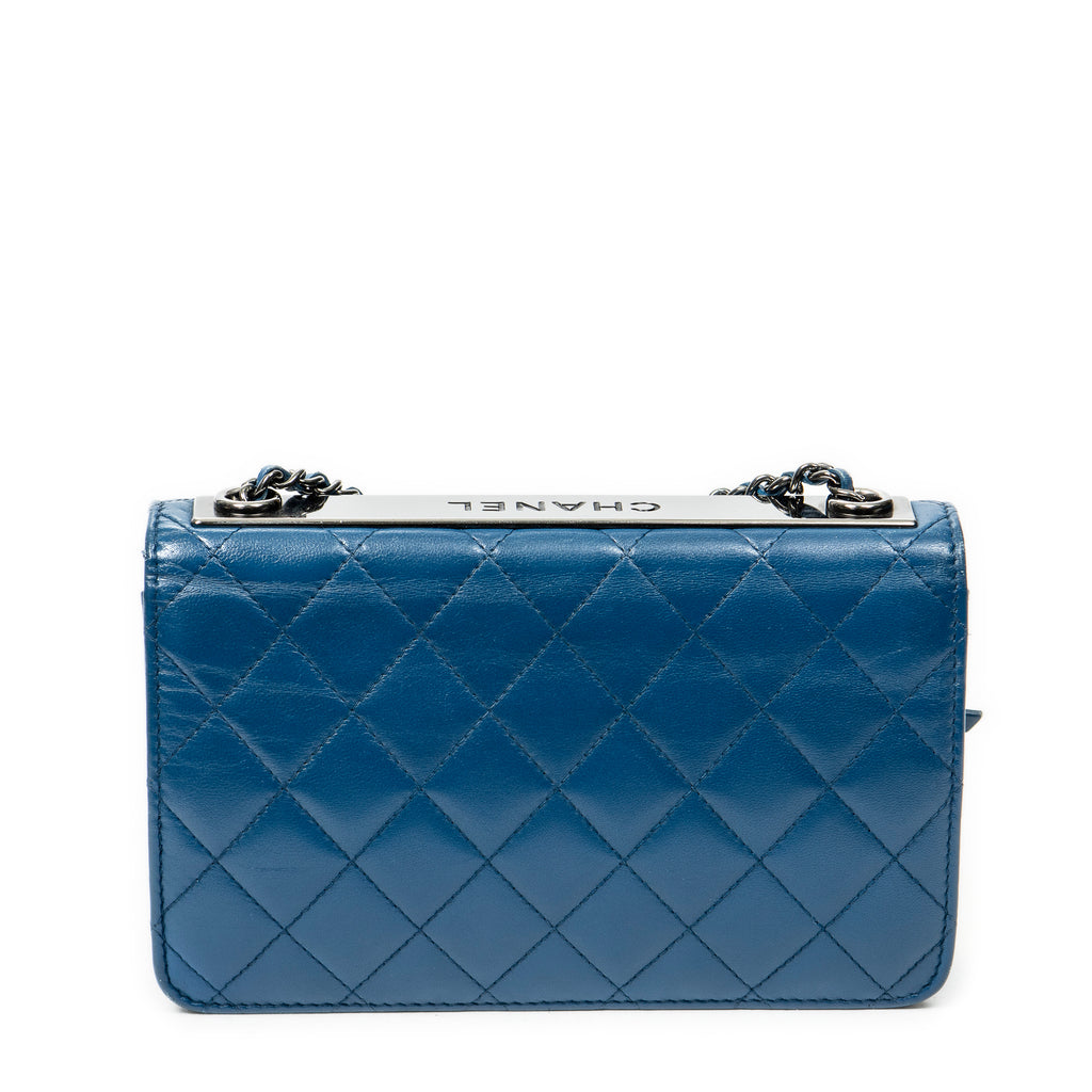 Shoulder Bag Trendy Wallet on Chain Blue Quilted Lambskin Leather