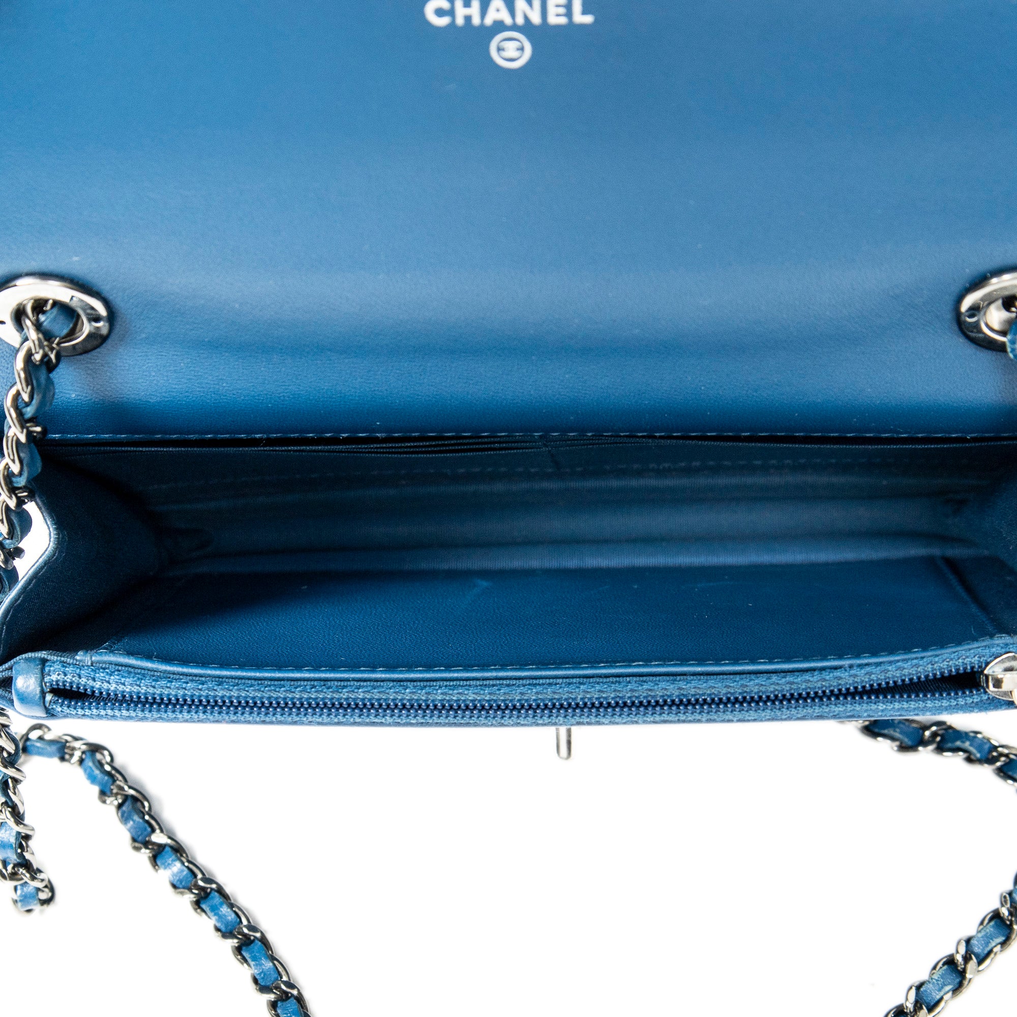 Shoulder Bag Trendy Wallet on Chain Blue Quilted Lambskin Leather