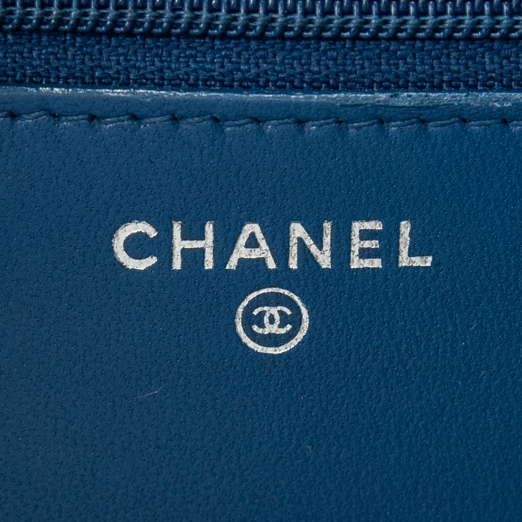 Shoulder Bag Trendy Wallet on Chain Blue Quilted Lambskin Leather