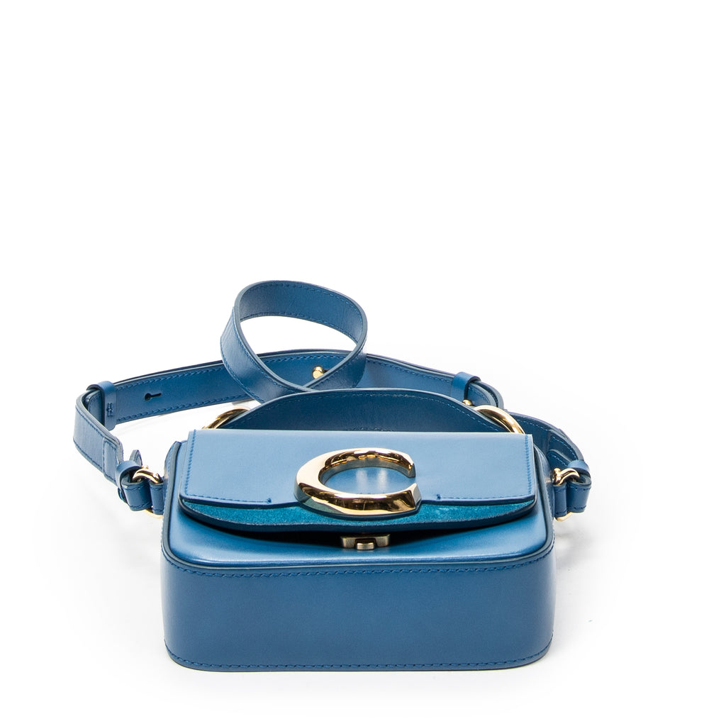 Shoulder Bag Small C Crossbody Blue Calfskin Leather