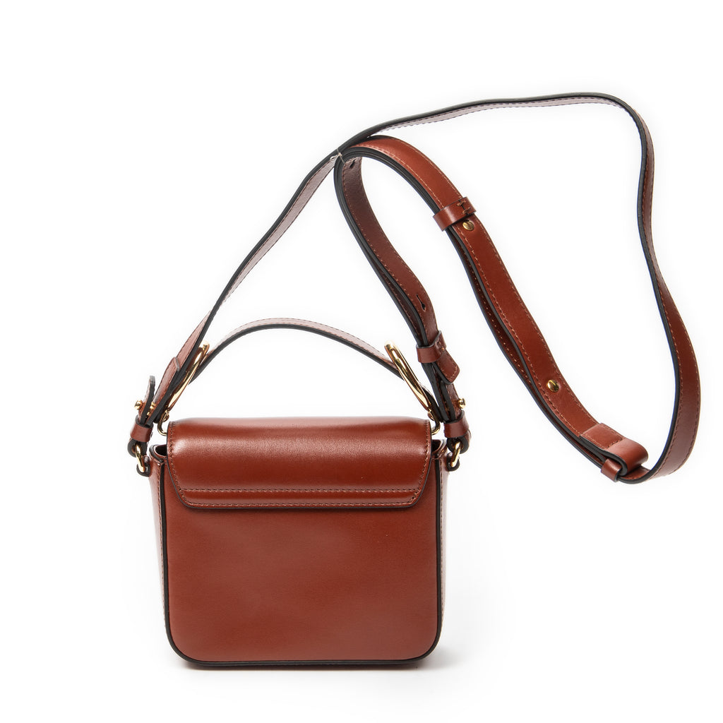 Shoulder Bag Small C Crossbody Brown Calfskin Leather
