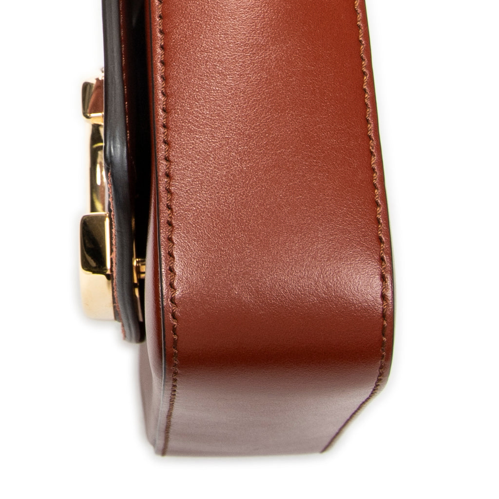 Shoulder Bag Small C Crossbody Brown Calfskin Leather