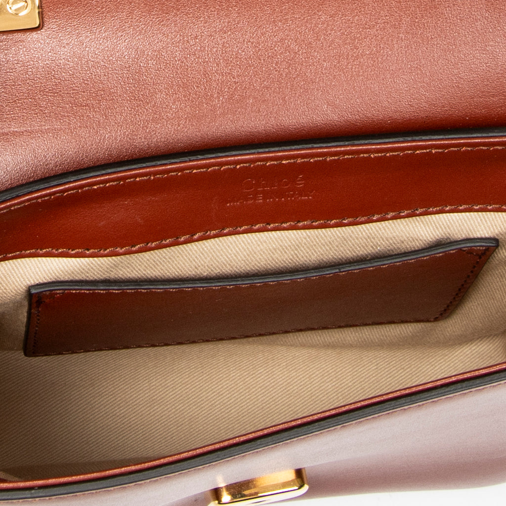 Shoulder Bag Small C Crossbody Brown Calfskin Leather