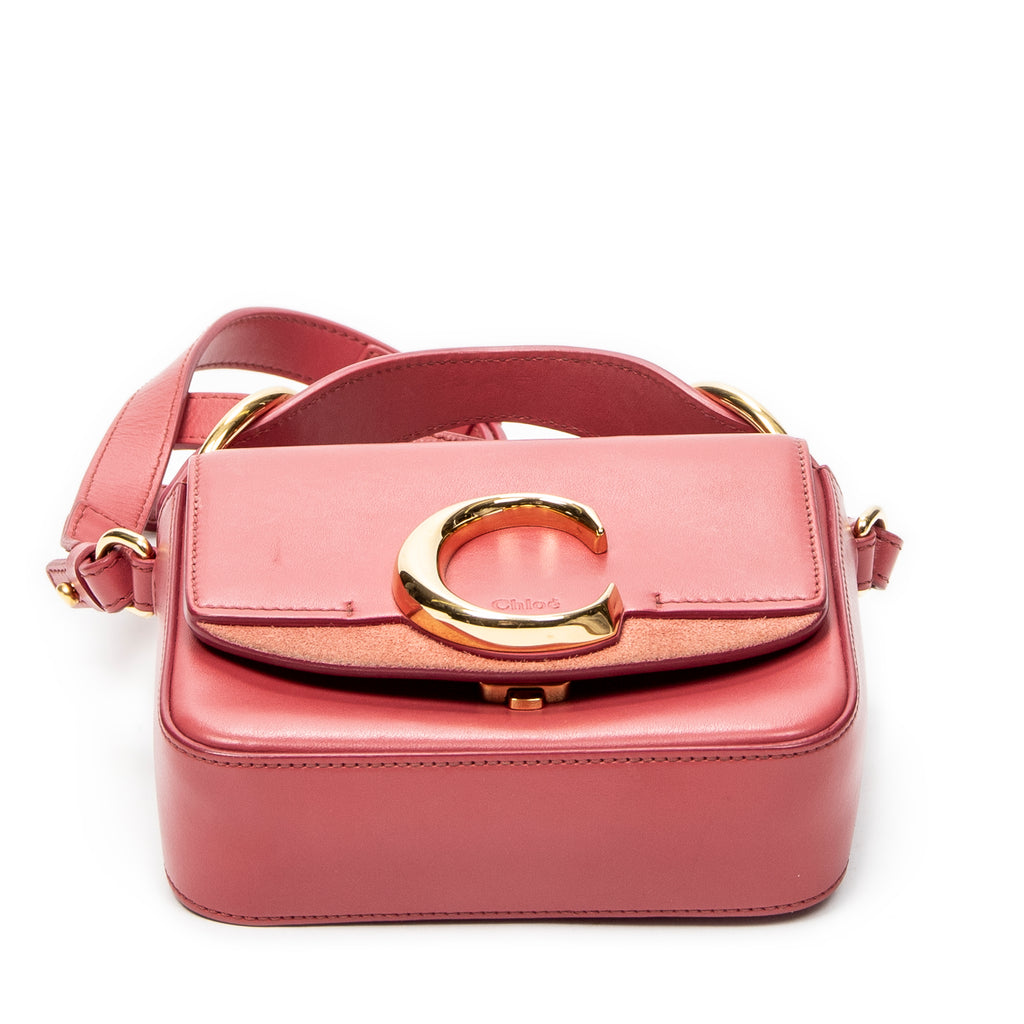 Shoulder Bag Small C Crossbody Pink Calfskin Leather