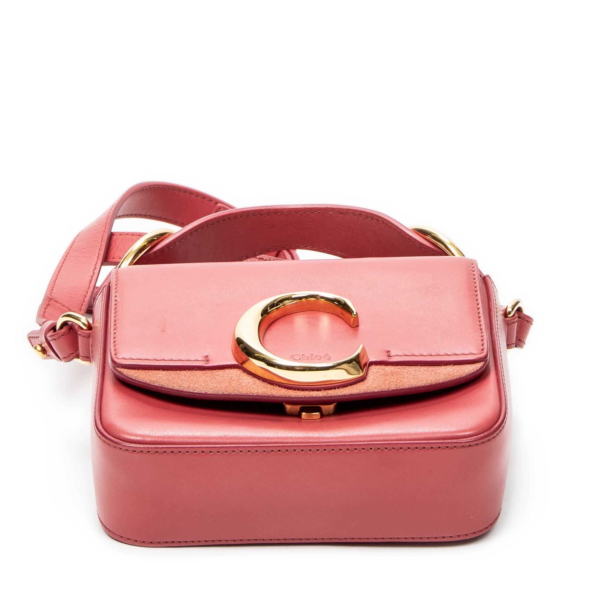 Shoulder Bag Small C Crossbody Pink Calfskin Leather