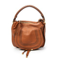 Shoulder Bag Medium Marcie Hobo Brown Grained Calfskin Leather