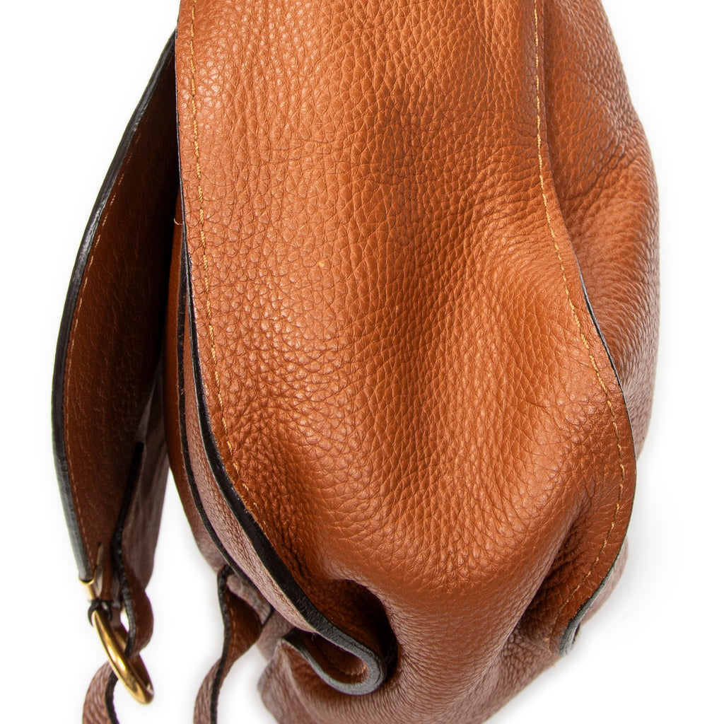 Shoulder Bag Medium Marcie Hobo Brown Grained Calfskin Leather