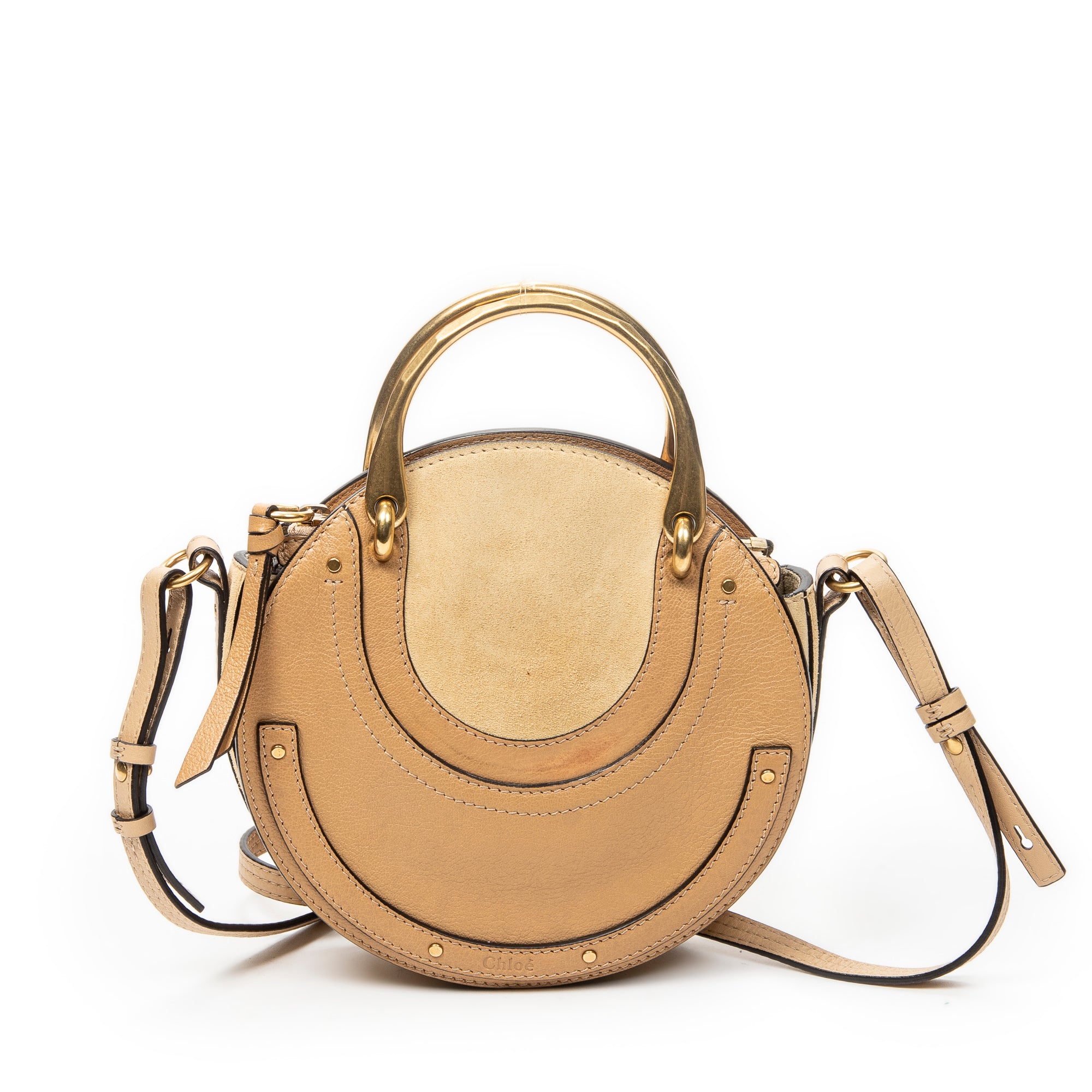 Shoulder Bag Pixie Crossbody Beige Grained Calfskin Leather