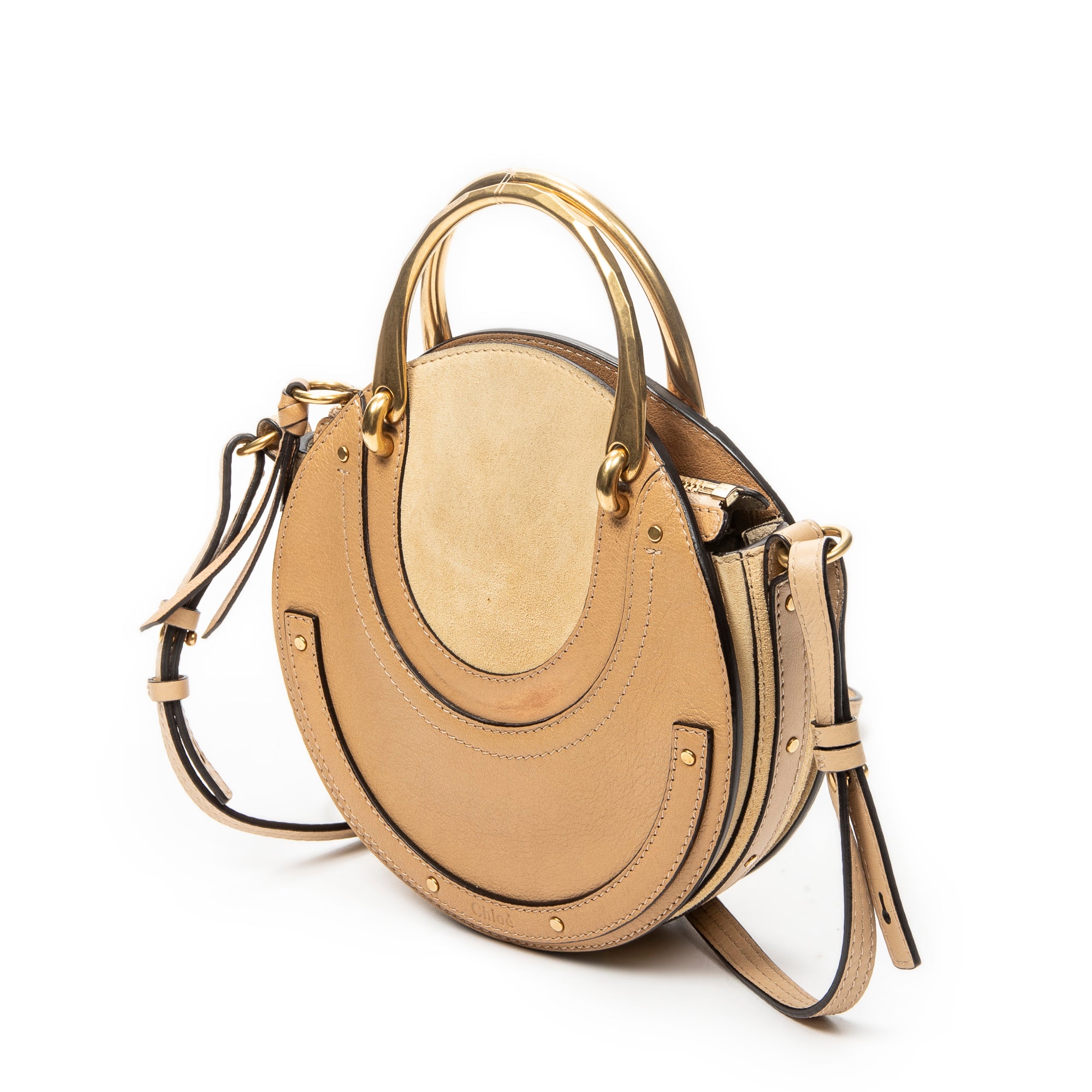 Shoulder Bag Pixie Crossbody Beige Grained Calfskin Leather