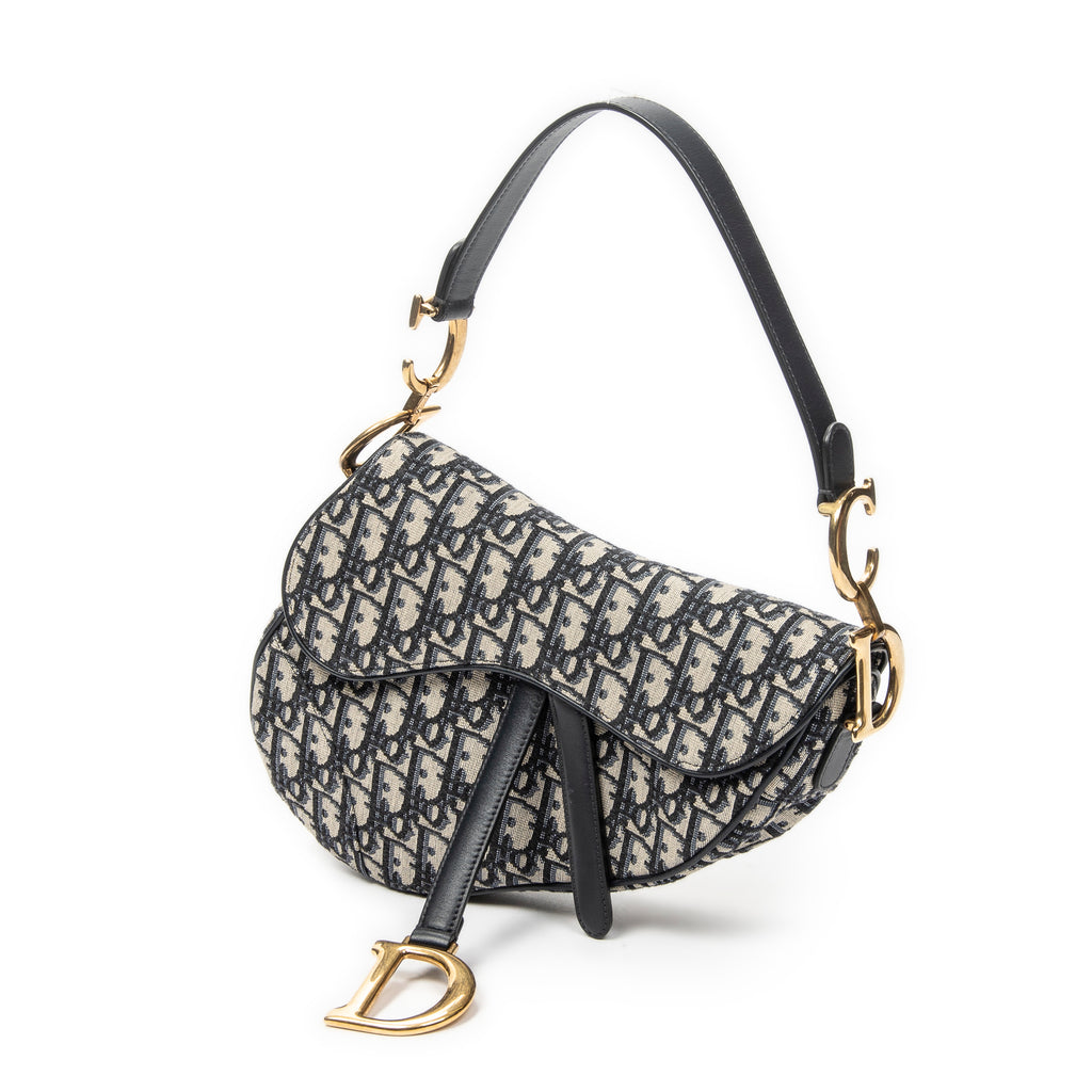 Shoulder Bag New Saddle Bag Navy Oblique Jacquard Canvas