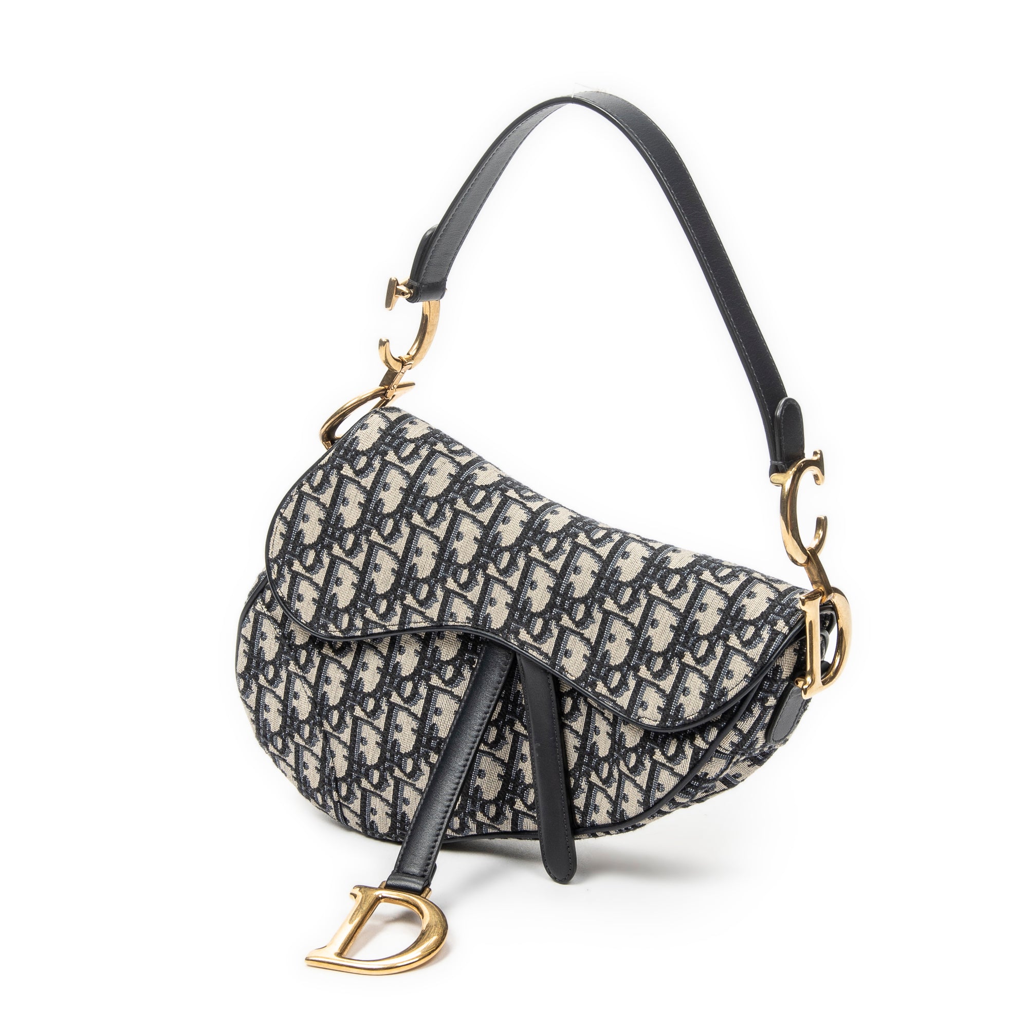 Shoulder Bag New Saddle Bag Navy Oblique Jacquard Canvas