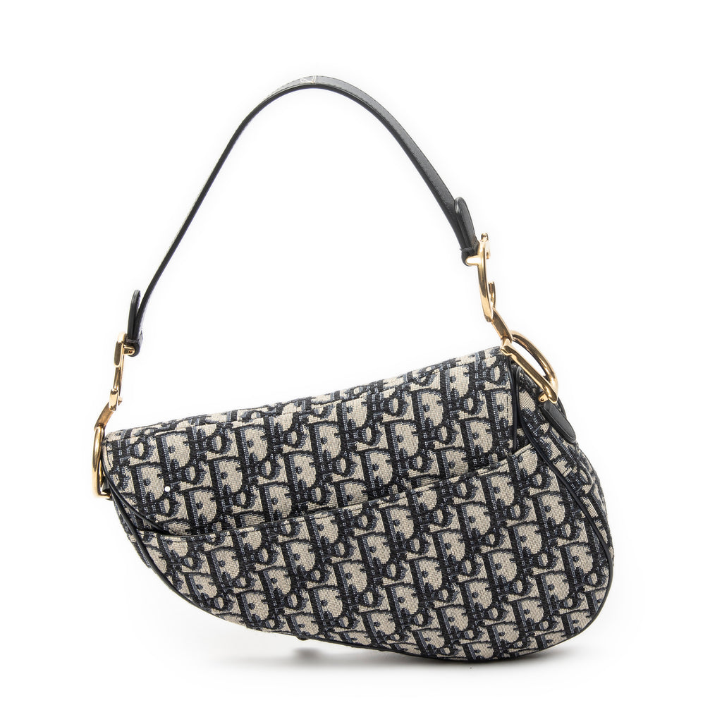 Shoulder Bag New Saddle Bag Navy Oblique Jacquard Canvas