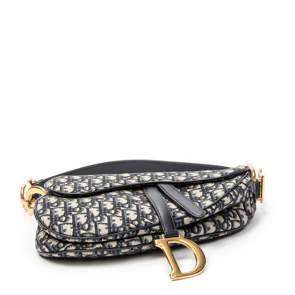 Shoulder Bag New Saddle Bag Navy Oblique Jacquard Canvas