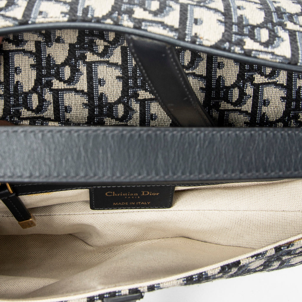 Shoulder Bag New Saddle Bag Navy Oblique Jacquard Canvas