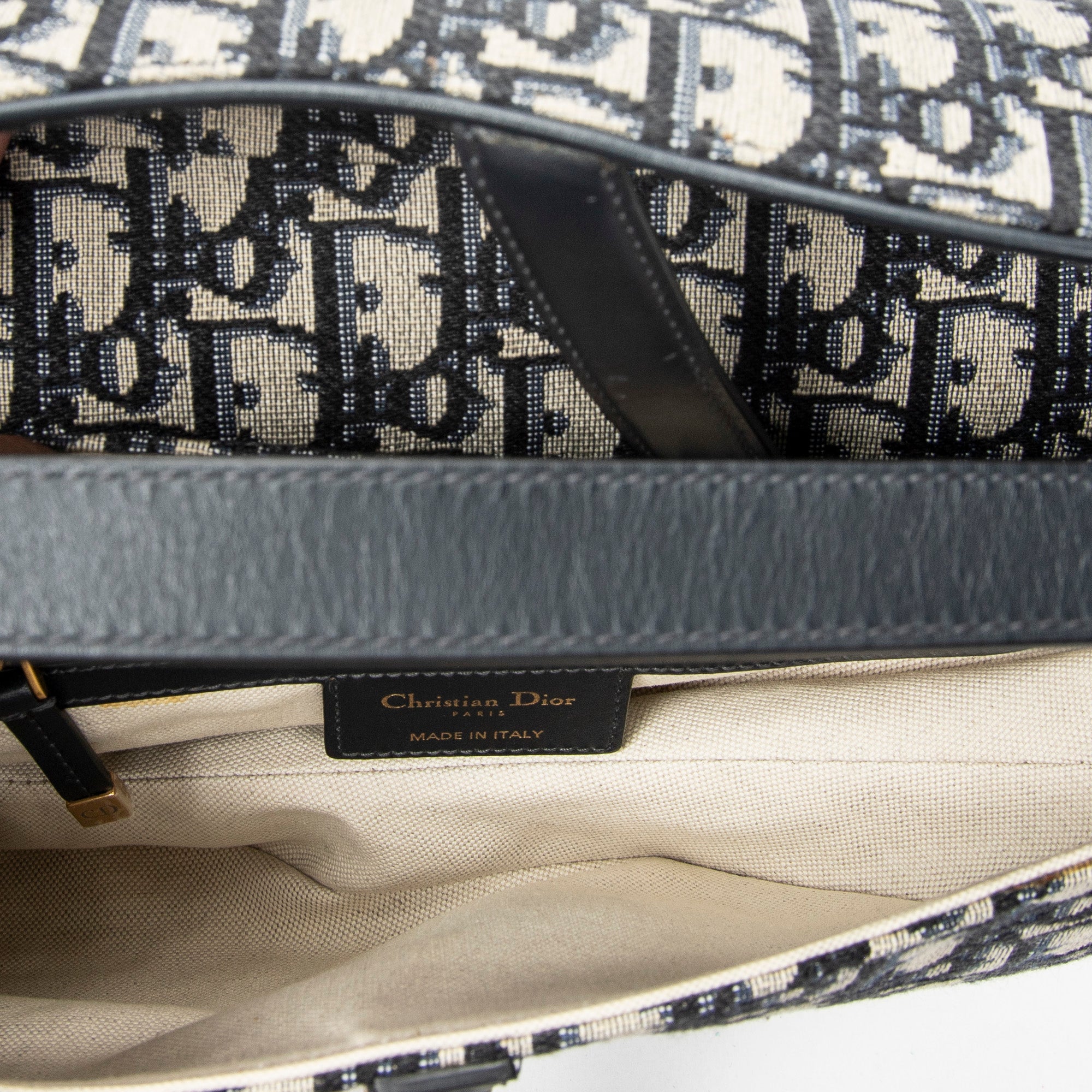 Shoulder Bag New Saddle Bag Navy Oblique Jacquard Canvas