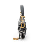 Shoulder Bag Mini Saddle Bag Navy Oblique Jacquard Canvas