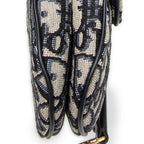 Shoulder Bag Mini Saddle Bag Navy Oblique Jacquard Canvas