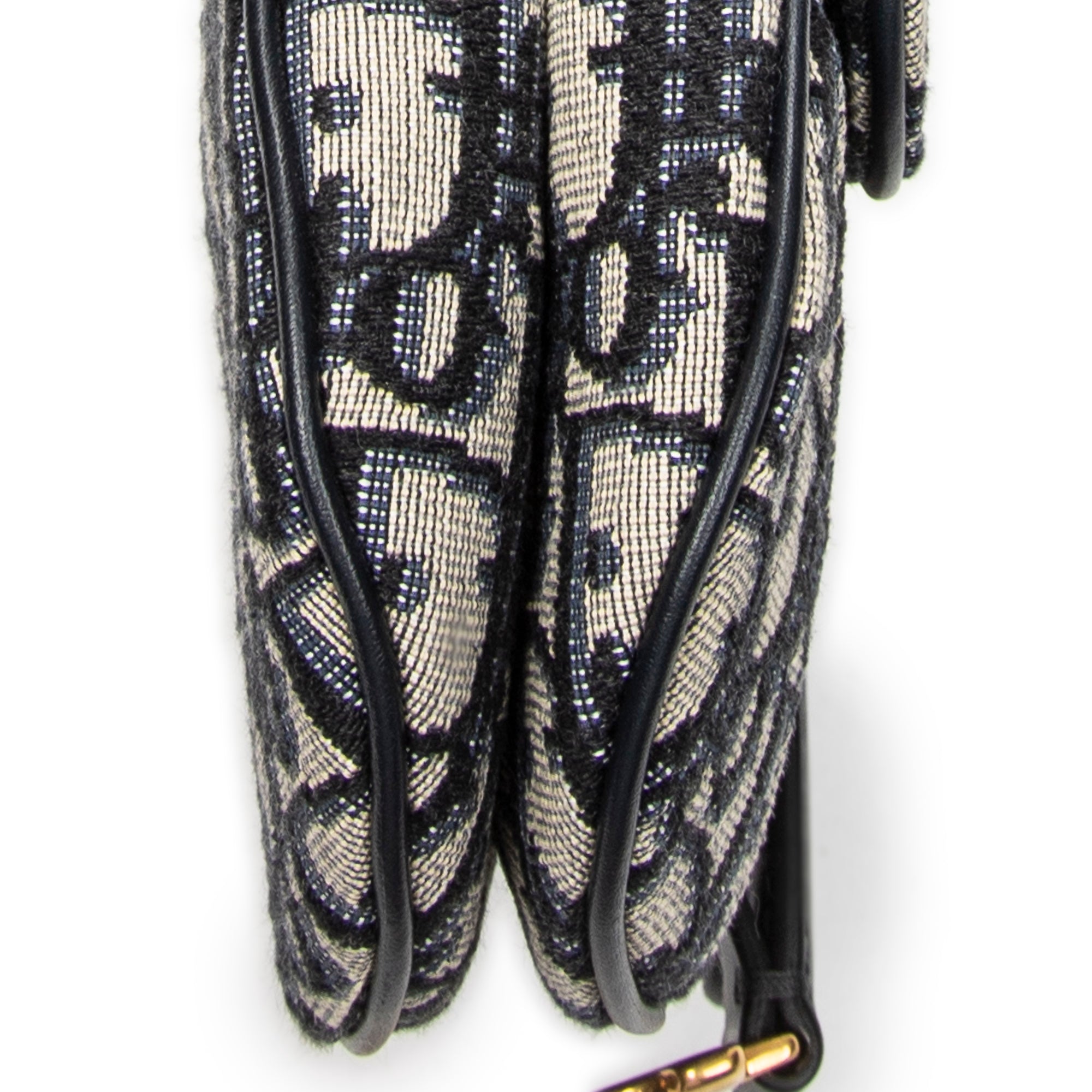 Shoulder Bag Mini Saddle Bag Navy Oblique Jacquard Canvas