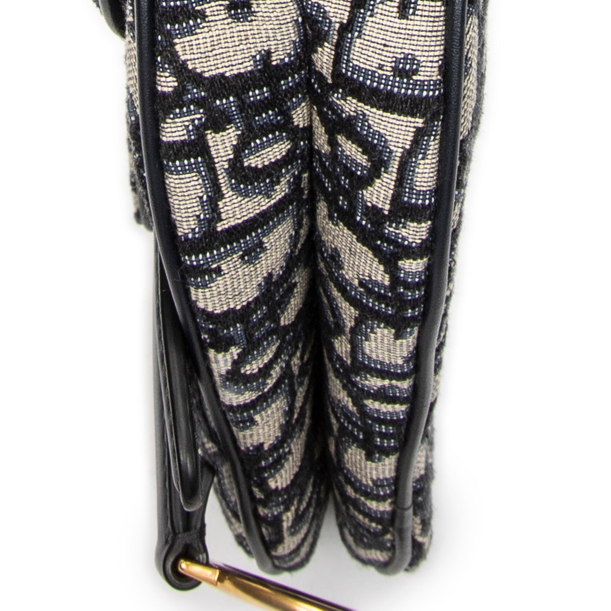 Shoulder Bag Mini Saddle Bag Navy Oblique Jacquard Canvas