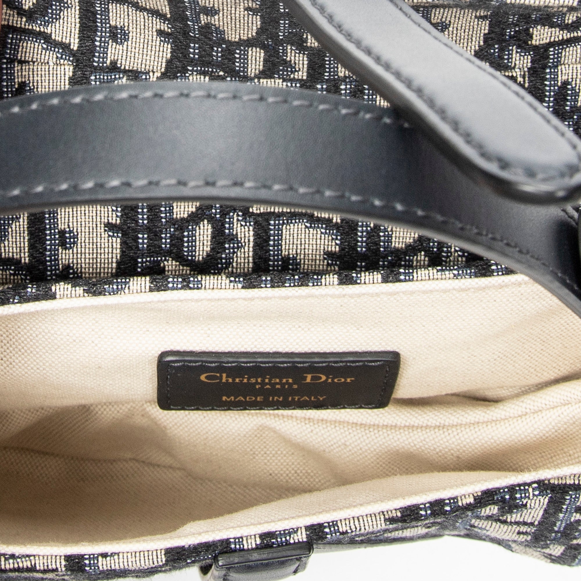 Shoulder Bag Mini Saddle Bag Navy Oblique Jacquard Canvas