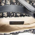 Shoulder Bag Mini Saddle Bag Navy Oblique Jacquard Canvas