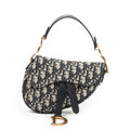 Shoulder Bag Mini Saddle Bag Navy Oblique Jacquard Canvas