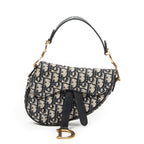 Shoulder Bag Mini Saddle Bag Navy Oblique Jacquard Canvas