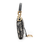 Shoulder Bag Mini Saddle Bag Navy Oblique Jacquard Canvas