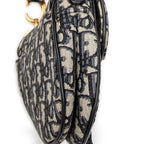 Shoulder Bag Mini Saddle Bag Navy Oblique Jacquard Canvas