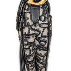Shoulder Bag Mini Saddle Bag Navy Oblique Jacquard Canvas