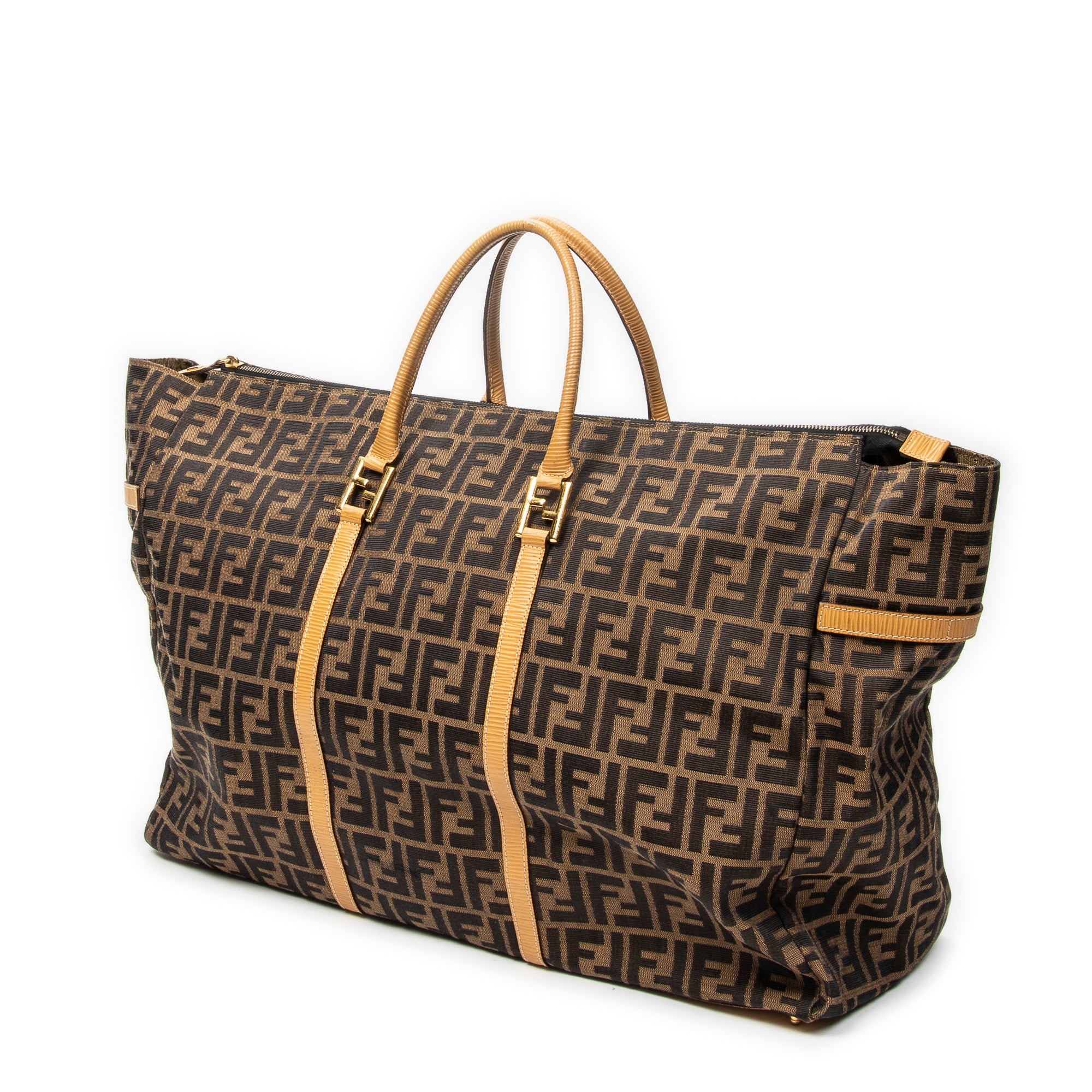 Travel Bag Collapsible Weekender Brown Zucca Canvas