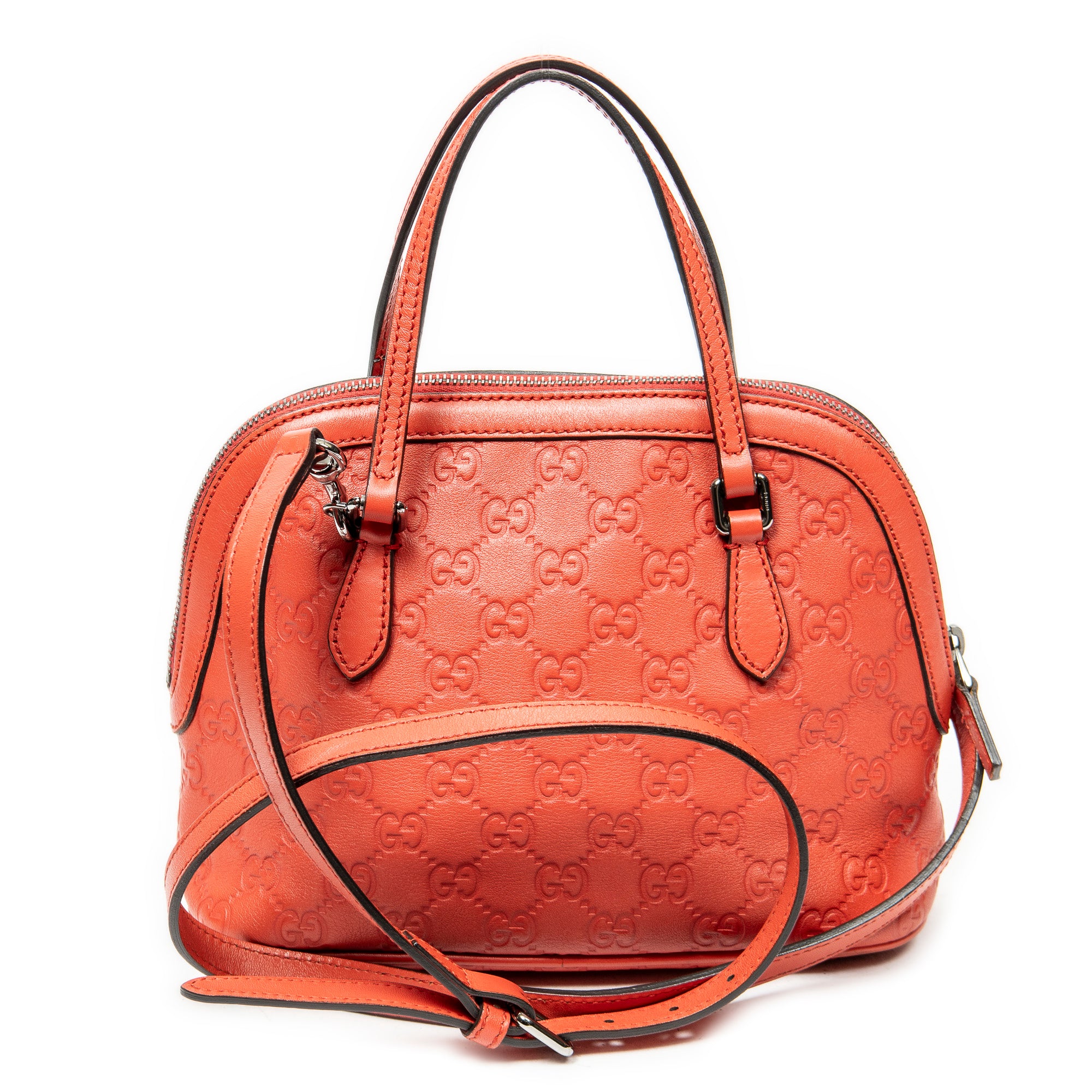 Shoulder Bag Mini Dome Crossbody Red Guccissima Leather