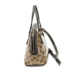 Shoulder Bag Mini Dome Crossbody Beige Crystal Coated Canvas