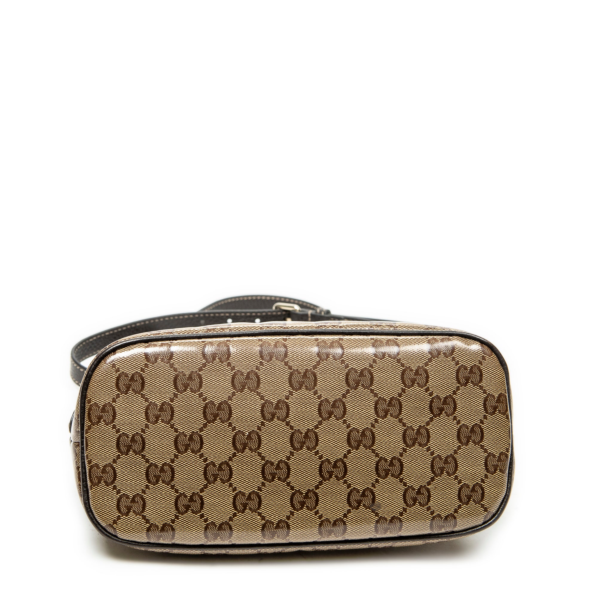 Shoulder Bag Mini Dome Crossbody Beige Crystal Coated Canvas