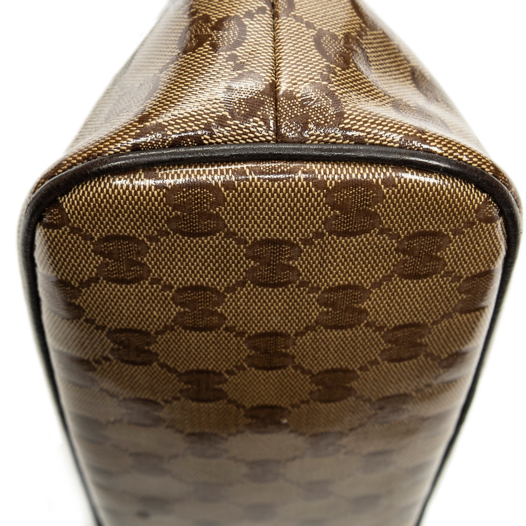 Shoulder Bag Mini Dome Crossbody Beige Crystal Coated Canvas
