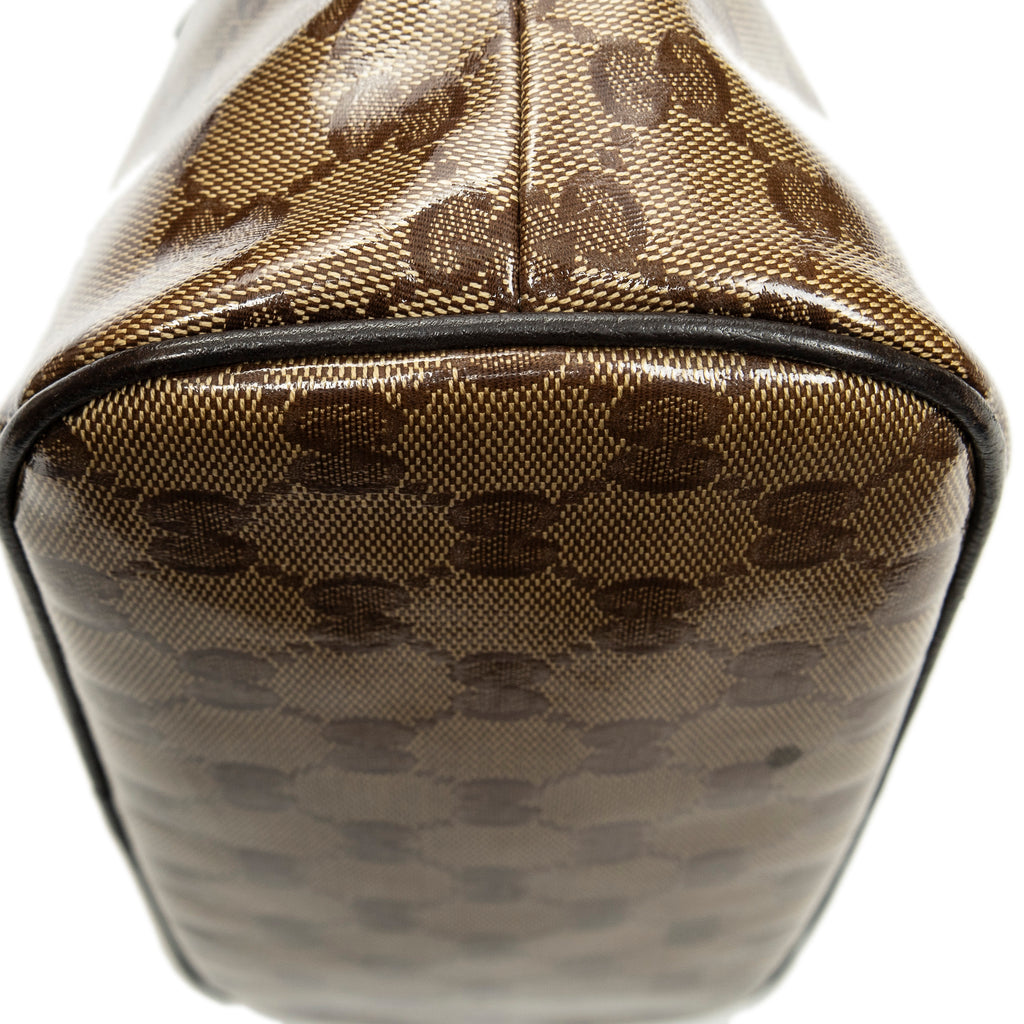 Shoulder Bag Mini Dome Crossbody Beige Crystal Coated Canvas