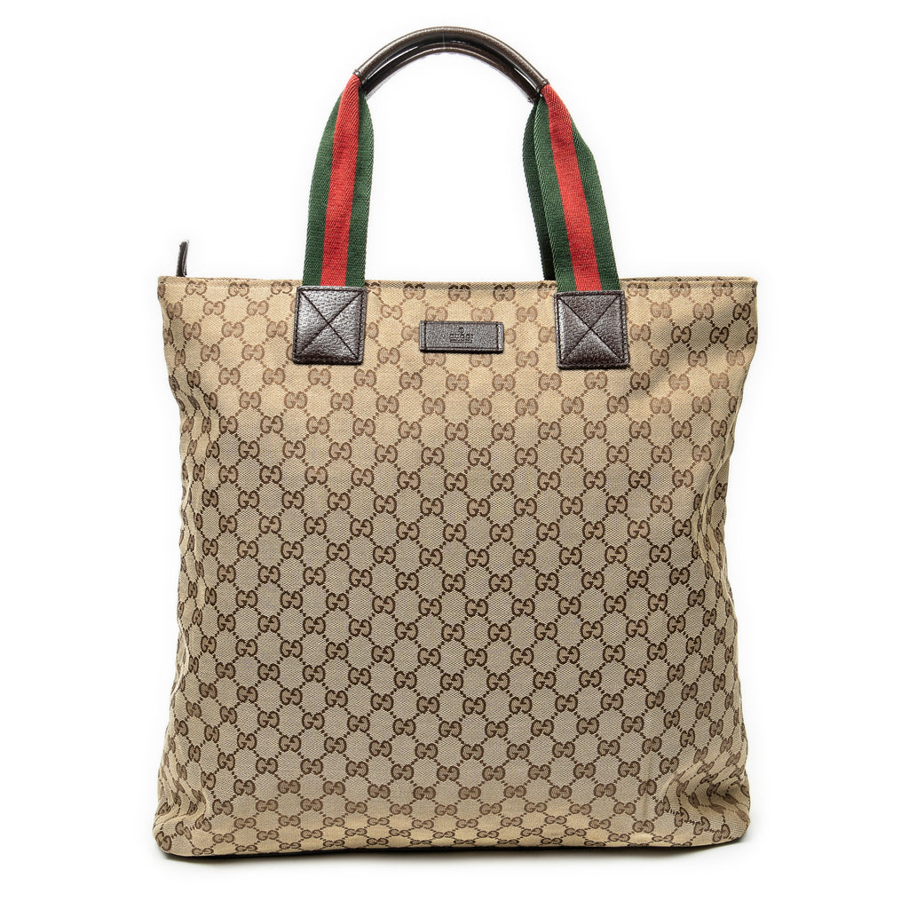Shoulder Bag Tall Vertical Tote Beige Monogrammed Canvas