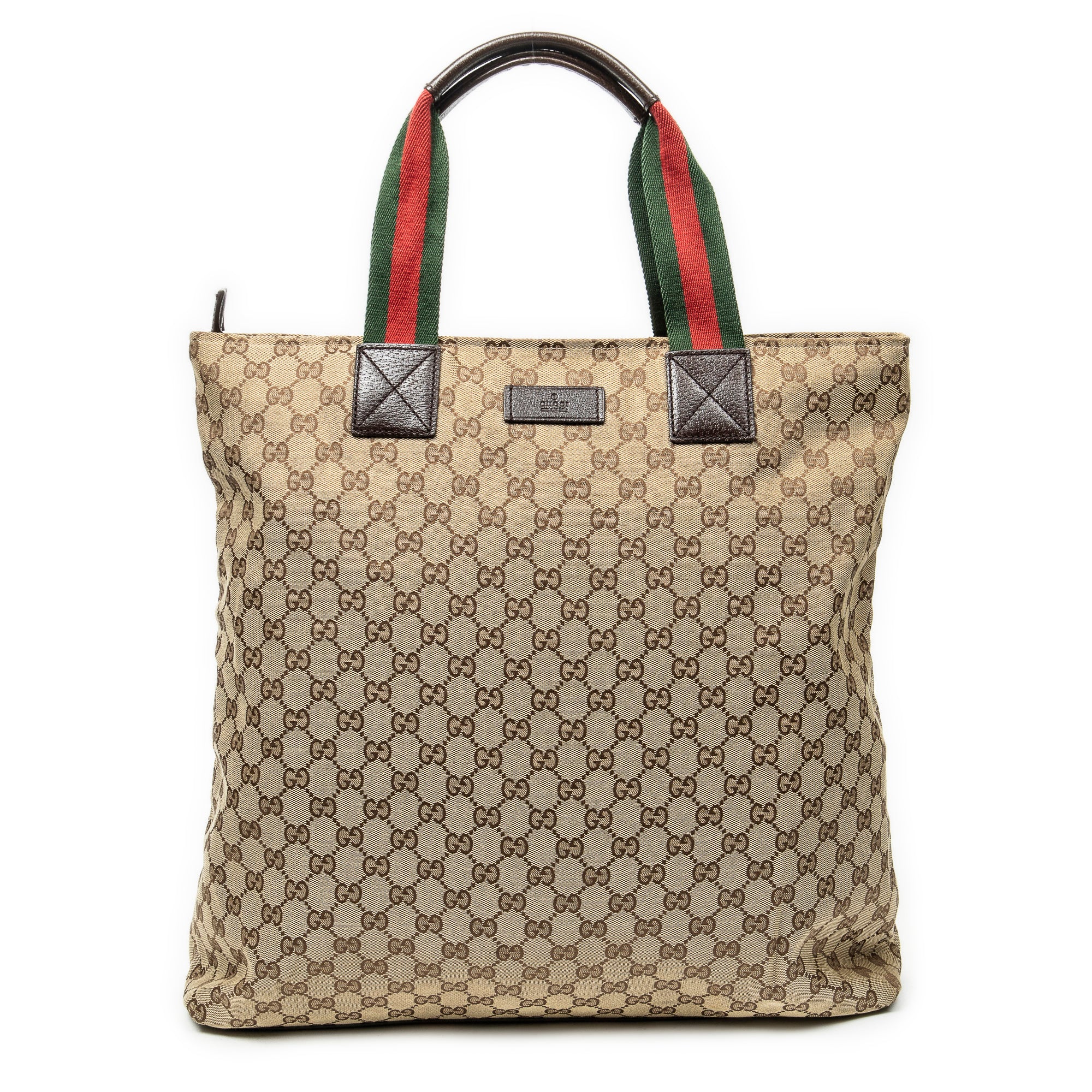 Shoulder Bag Tall Vertical Tote Beige Monogrammed Canvas
