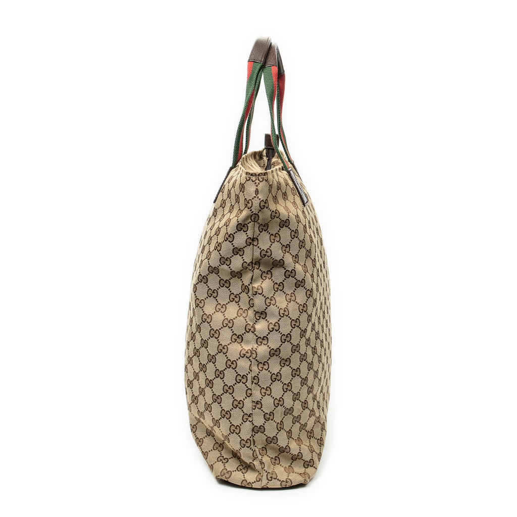 Shoulder Bag Tall Vertical Tote Beige Monogrammed Canvas