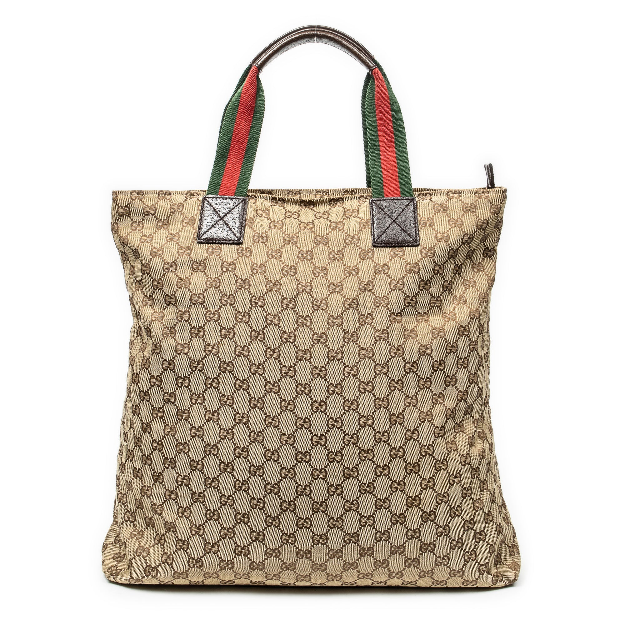 Shoulder Bag Tall Vertical Tote Beige Monogrammed Canvas