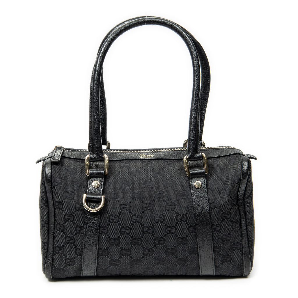 Shoulder Bag Abbey Boston Black Monogrammed Canvas