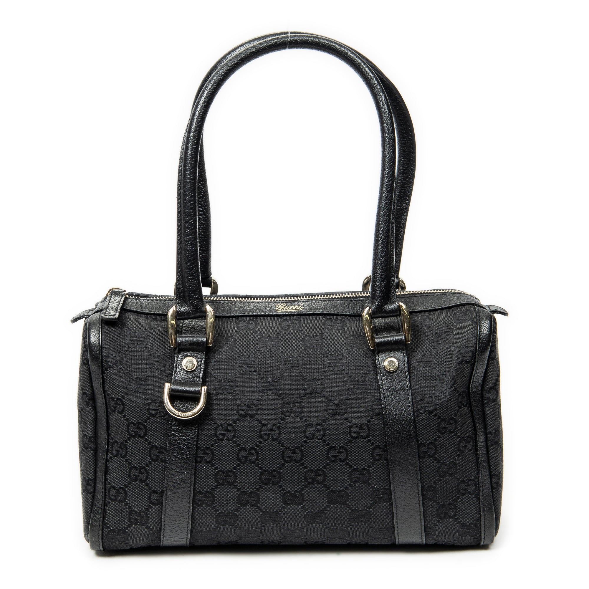 Shoulder Bag Abbey Boston Black Monogrammed Canvas