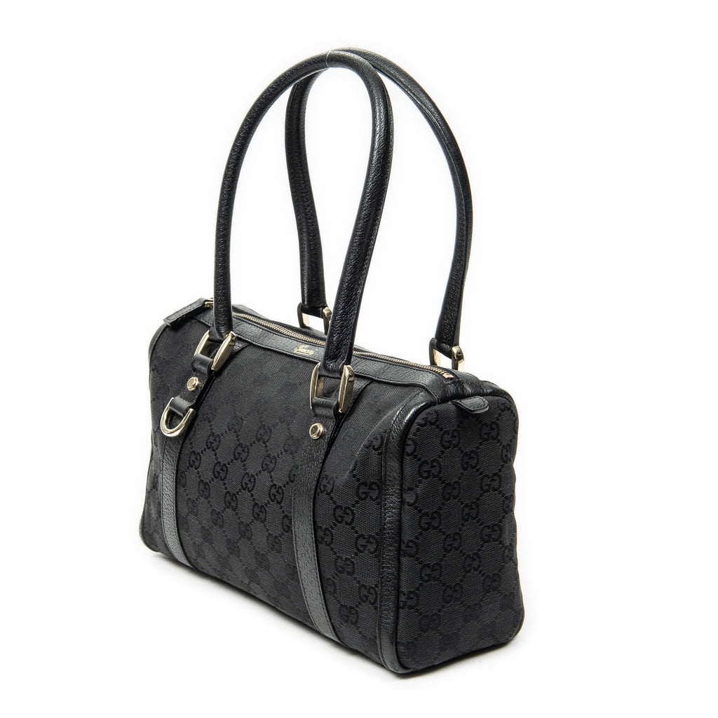 Shoulder Bag Abbey Boston Black Monogrammed Canvas
