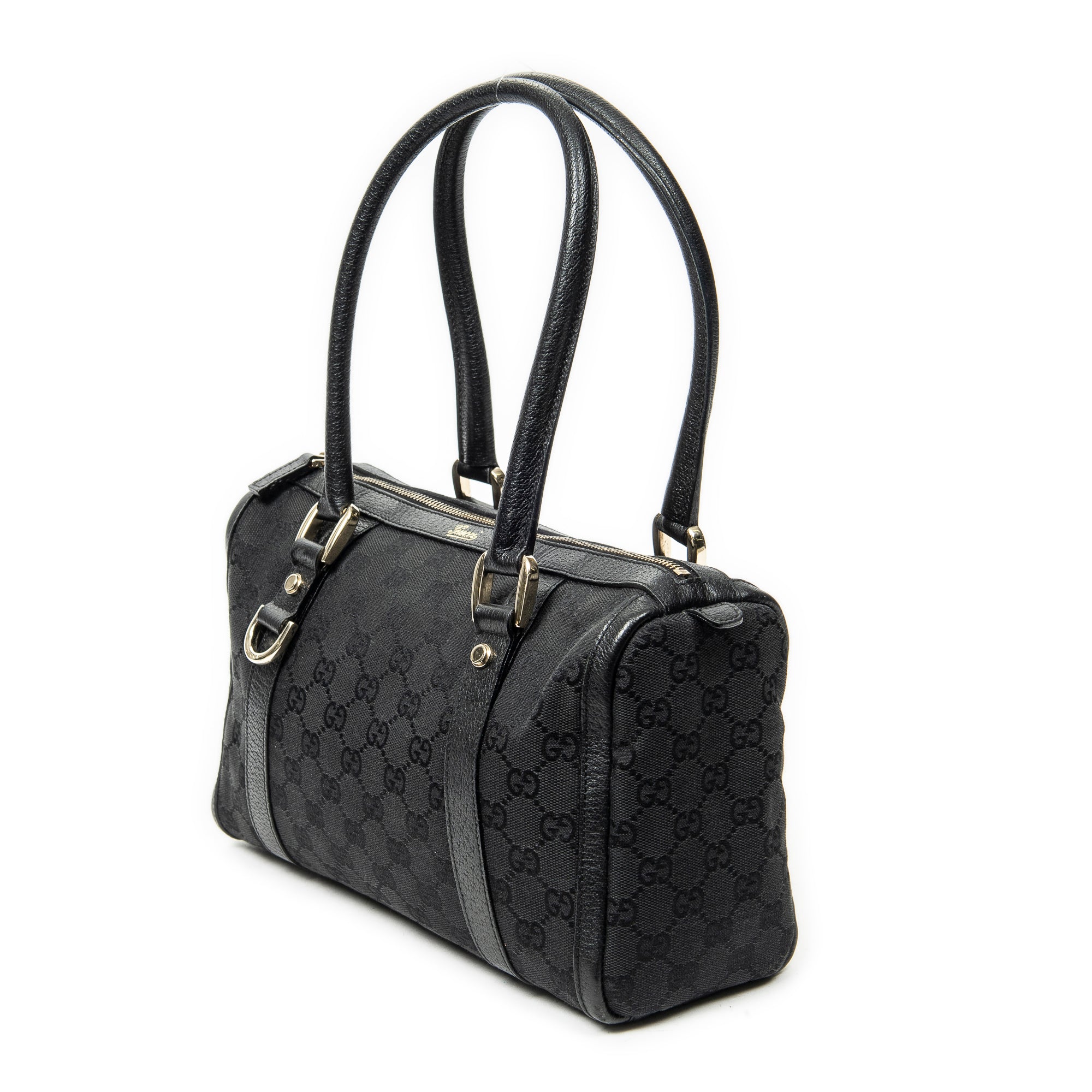 Shoulder Bag Abbey Boston Black Monogrammed Canvas