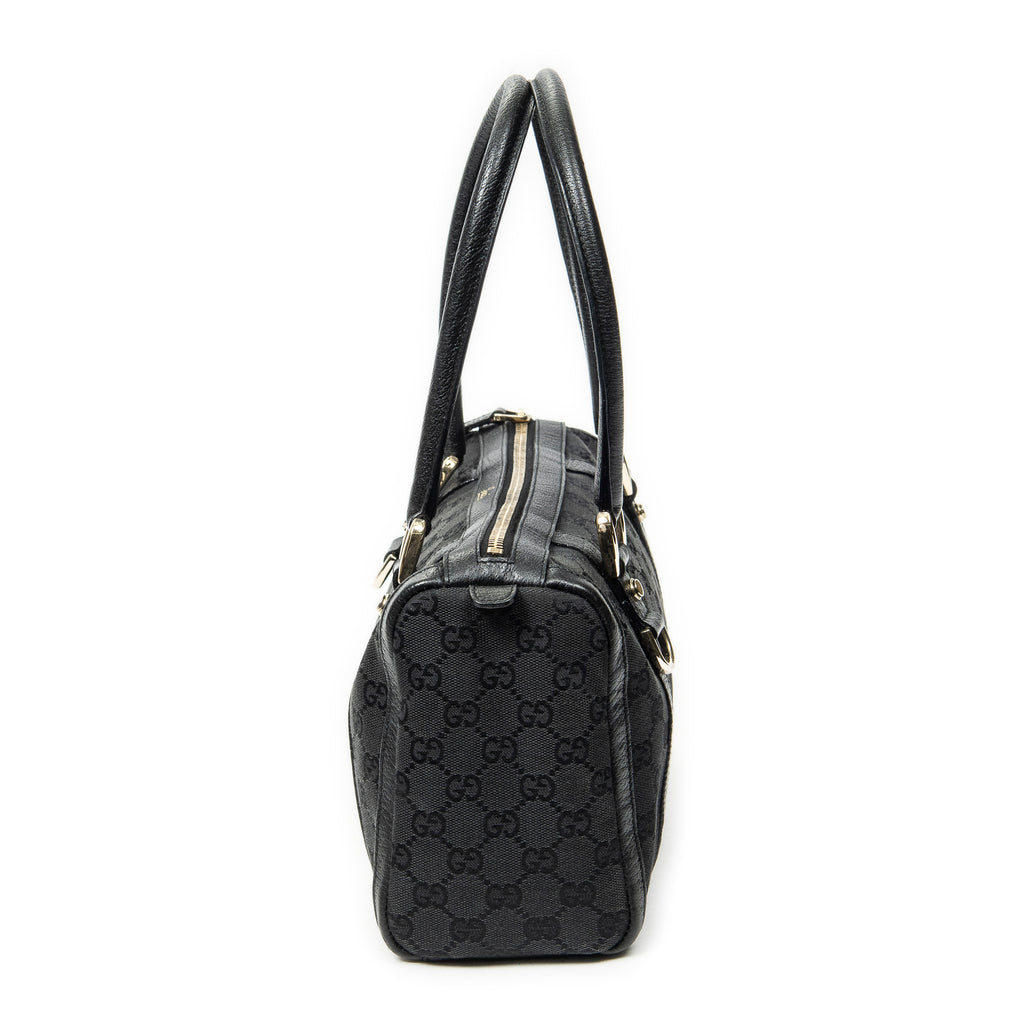 Shoulder Bag Abbey Boston Black Monogrammed Canvas