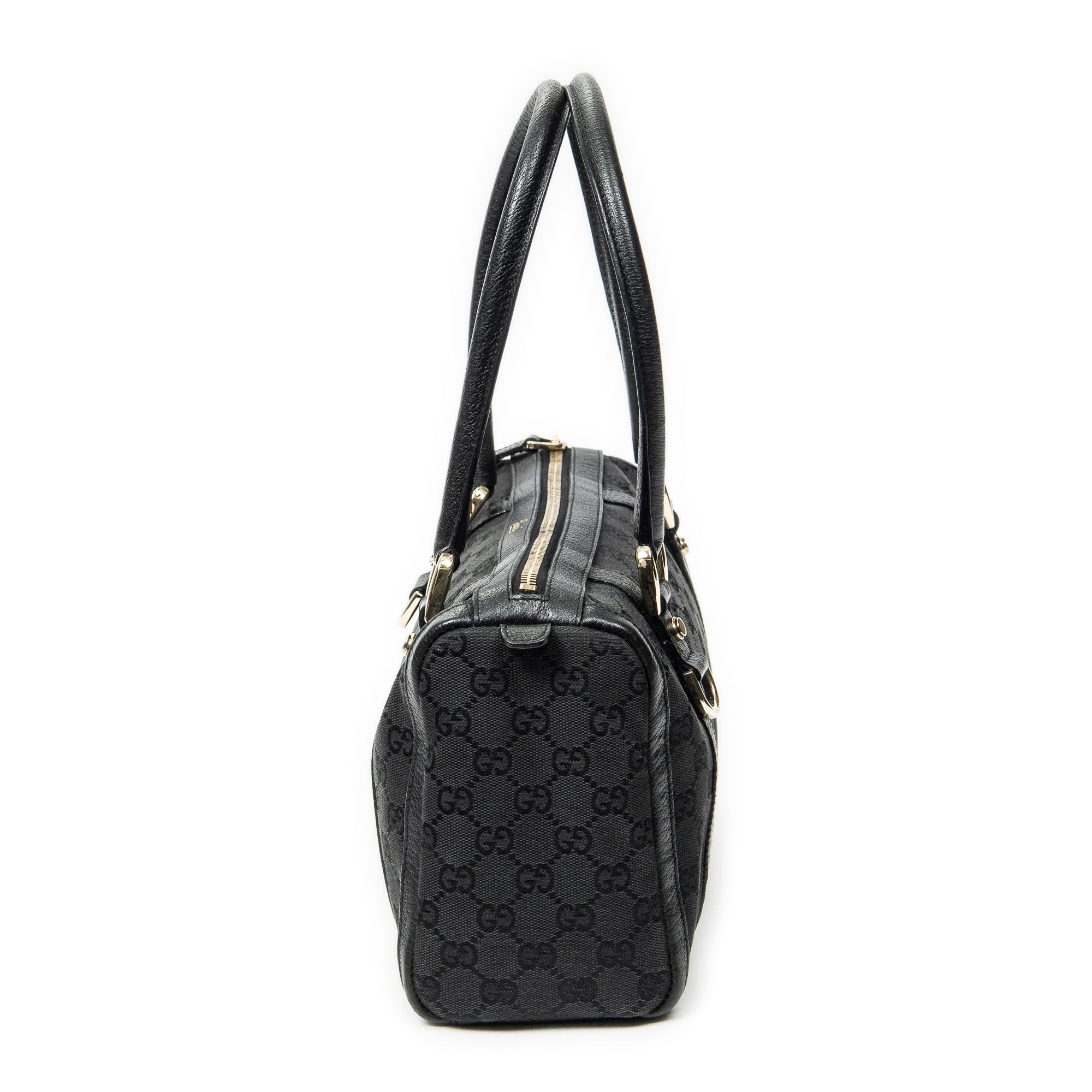 Shoulder Bag Abbey Boston Black Monogrammed Canvas
