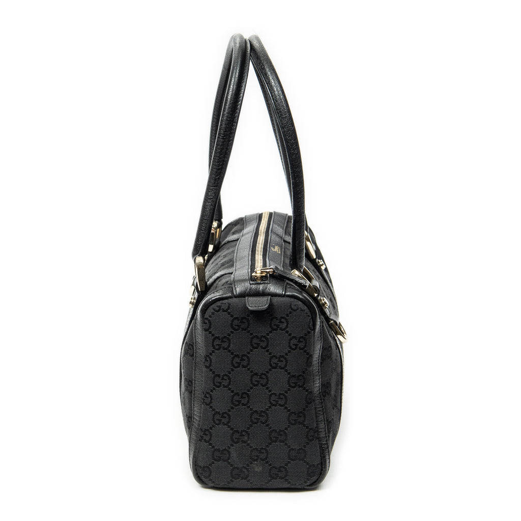Shoulder Bag Abbey Boston Black Monogrammed Canvas