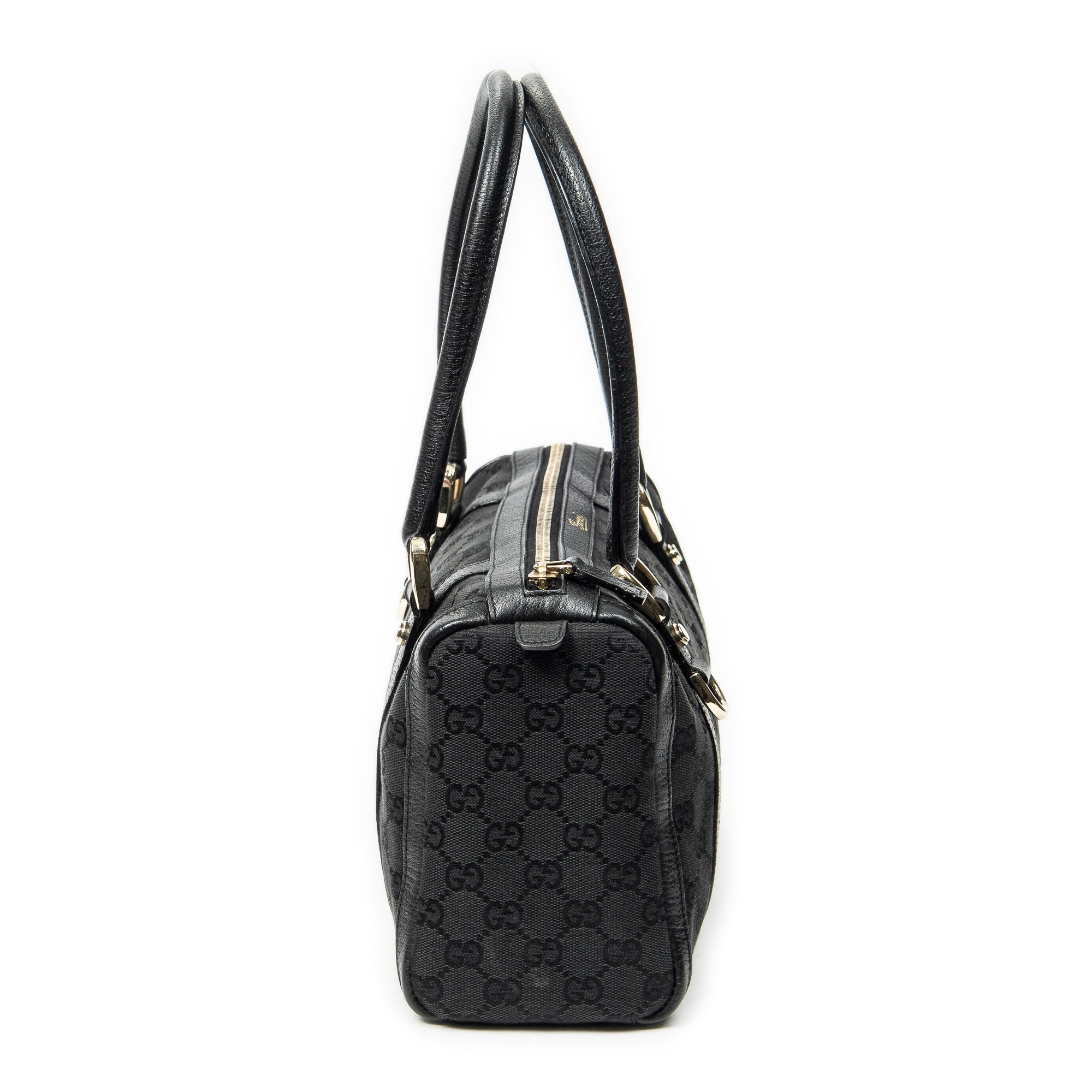 Shoulder Bag Abbey Boston Black Monogrammed Canvas